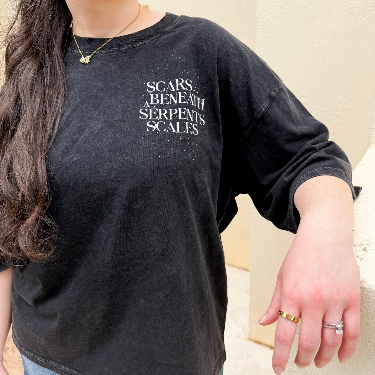 To Tempt the Fates and Realms Will Wrest Oversized Mineral Wash Boxy Tee | Officially Licensed Nicole Platania Shirt
