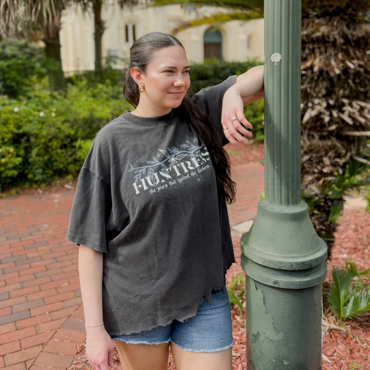Huntress Vintage Wash Boxy Distressed Hem T-Shirt | Scars Beneath a Serpent’s Scales Officially Licensed Nicole Platania Apparel