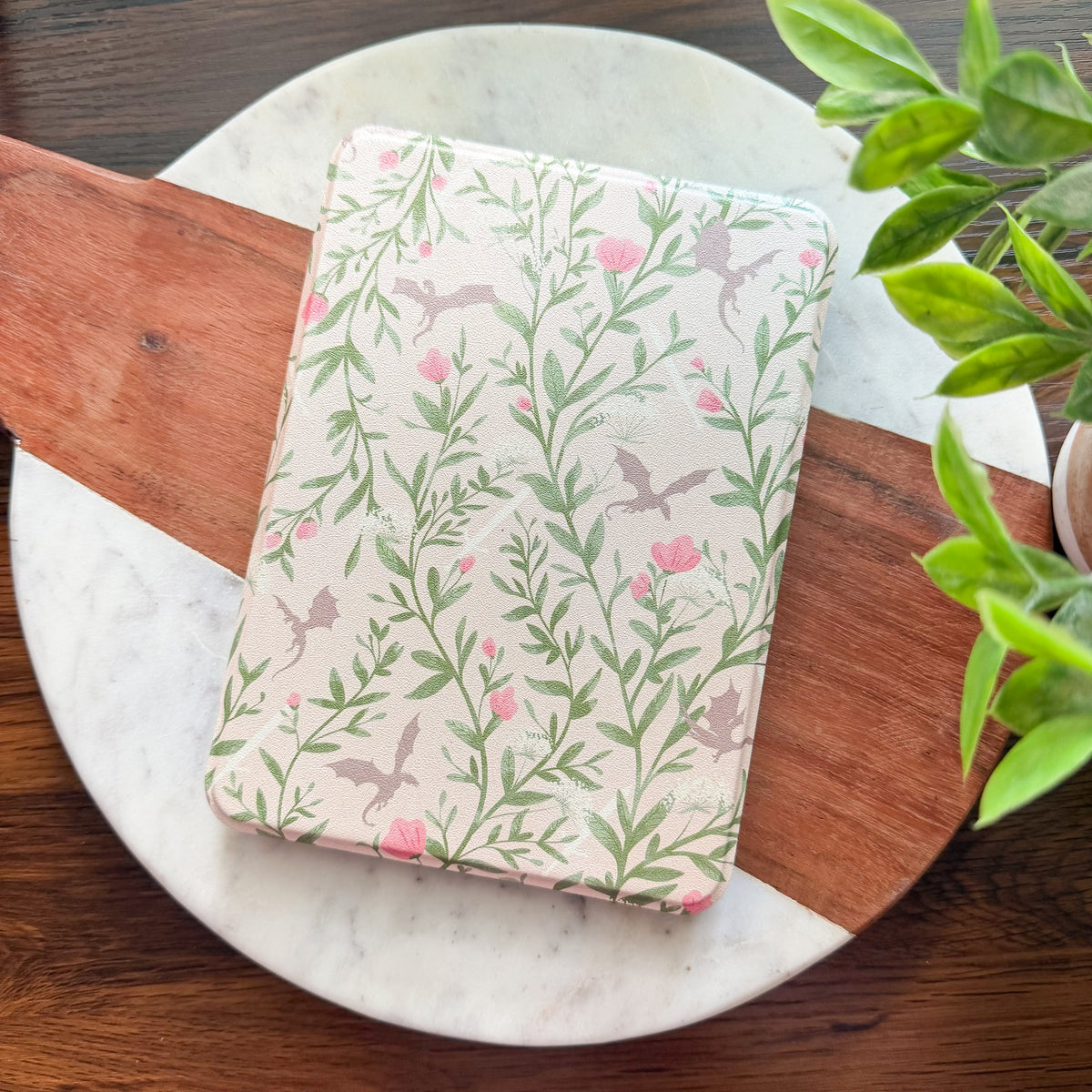 Floral Fantasy Dragons Kindle Case | Clear Back & Hand Strap | 6” Kindle, 7” Colorsoft & Paperwhite 12th Gen