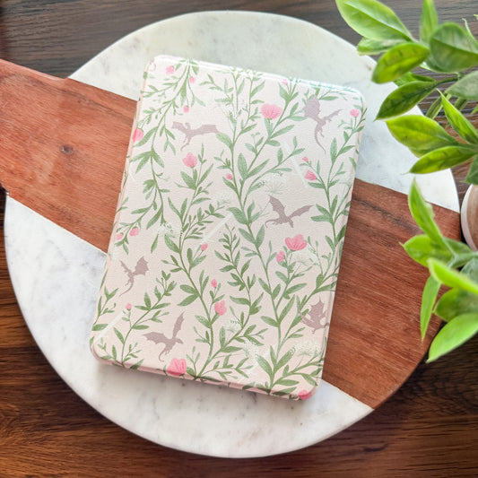 Floral Fantasy Dragons Kindle Case | Clear Back & Hand Strap | 6” Kindle, 7” Colorsoft & Paperwhite 12th Gen