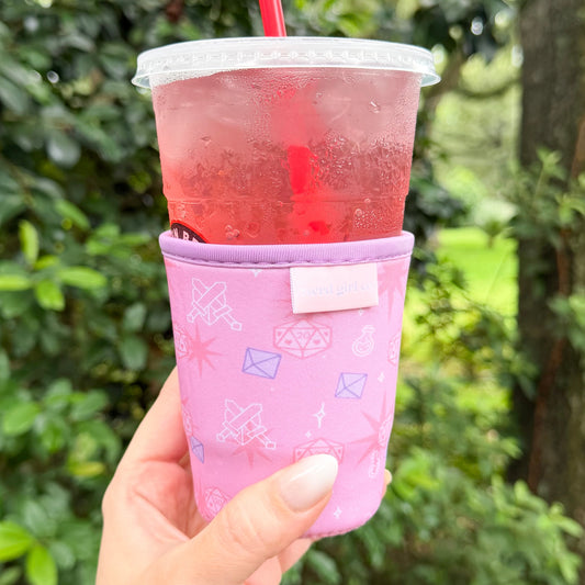 Pink TTRPG Dice Drink Sleeve