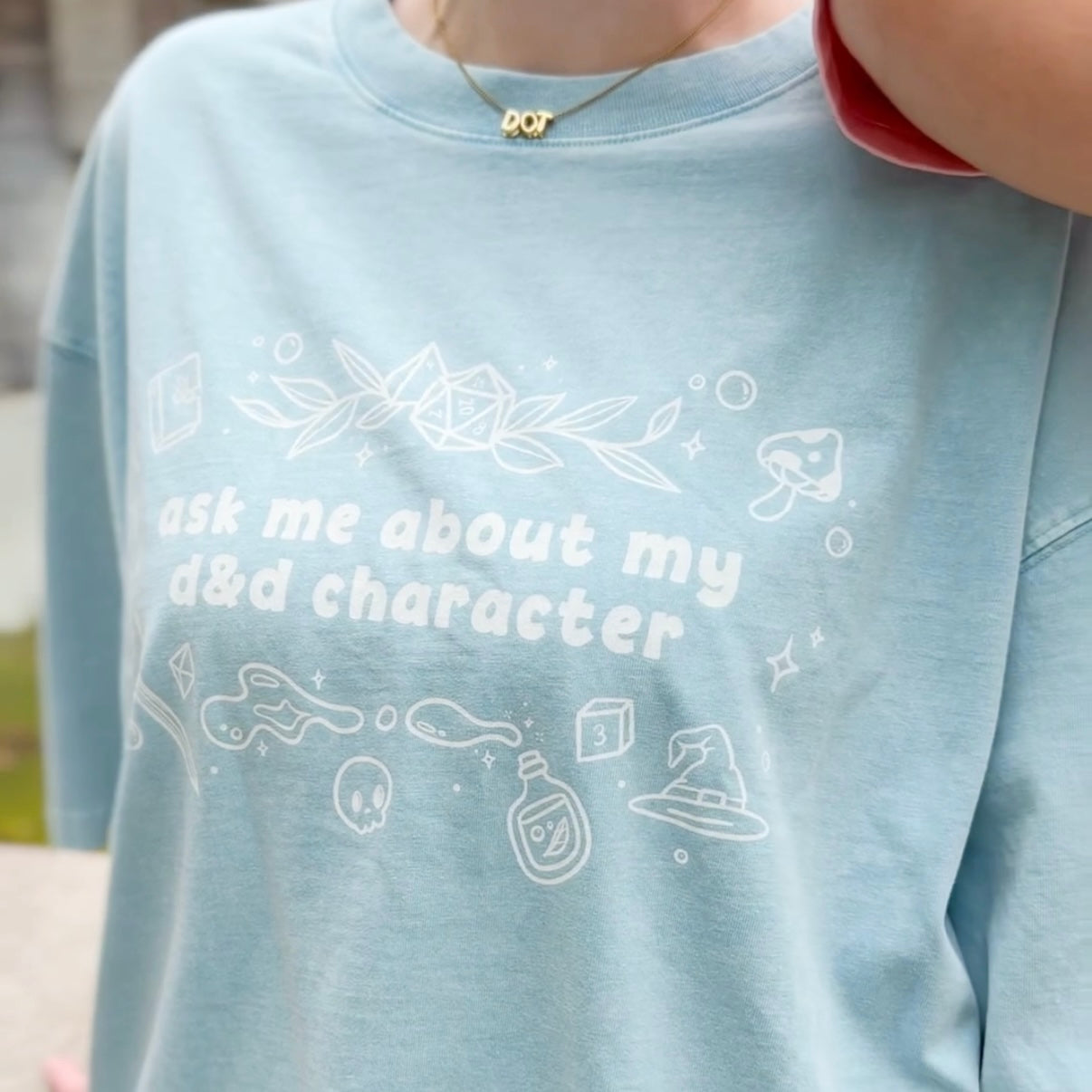Ask Me About My D&D Character Mineral Wash Boxy Tee | Oversized TTRPG Graphic T-Shirt