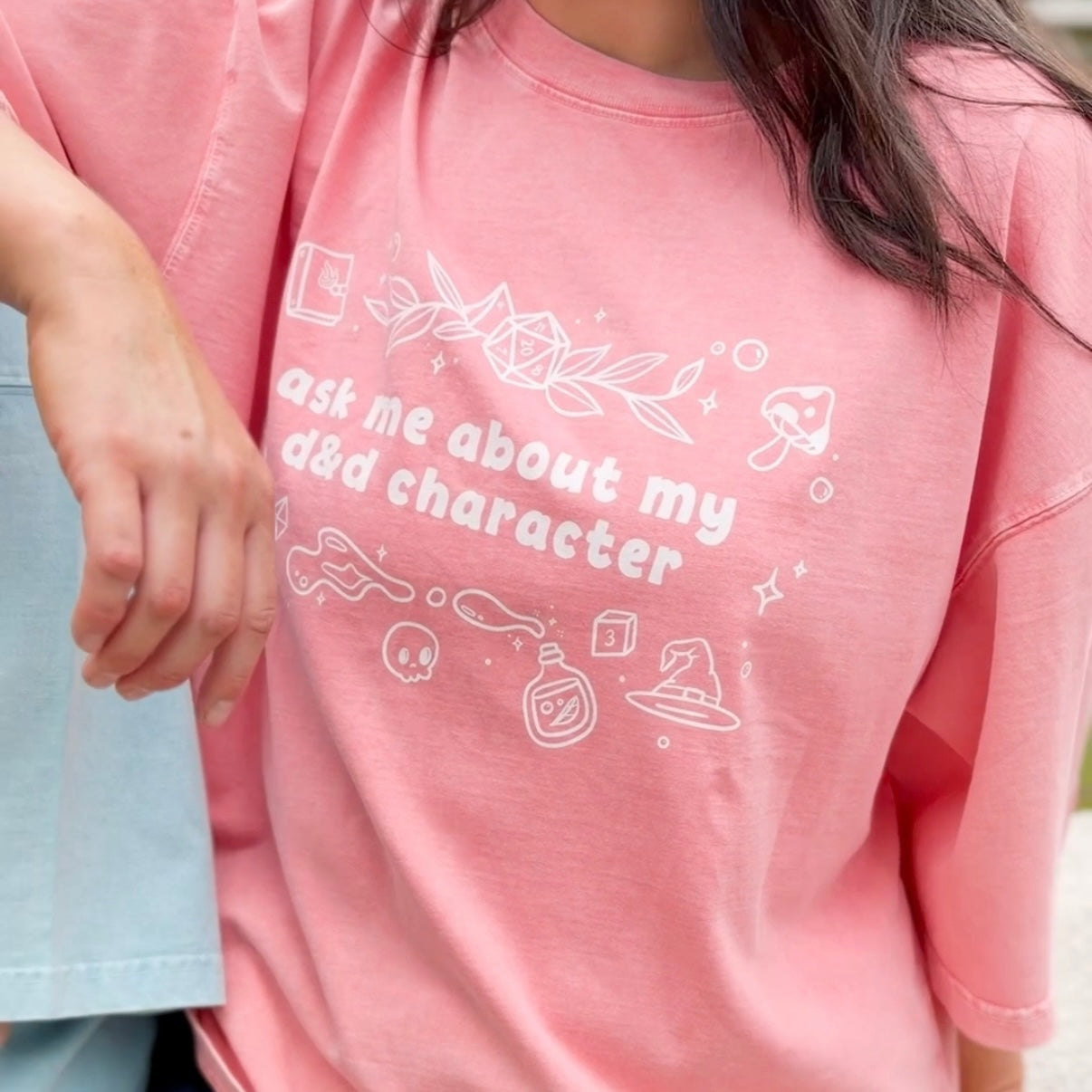 Ask Me About My D&D Character Mineral Wash Boxy Tee | Oversized TTRPG Graphic T-Shirt