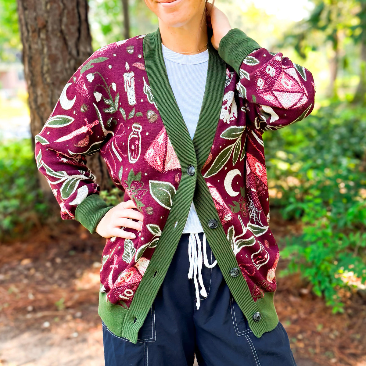 Autumn Dice Knit Cardigan PREORDER | TTRPG Button Up Sweater