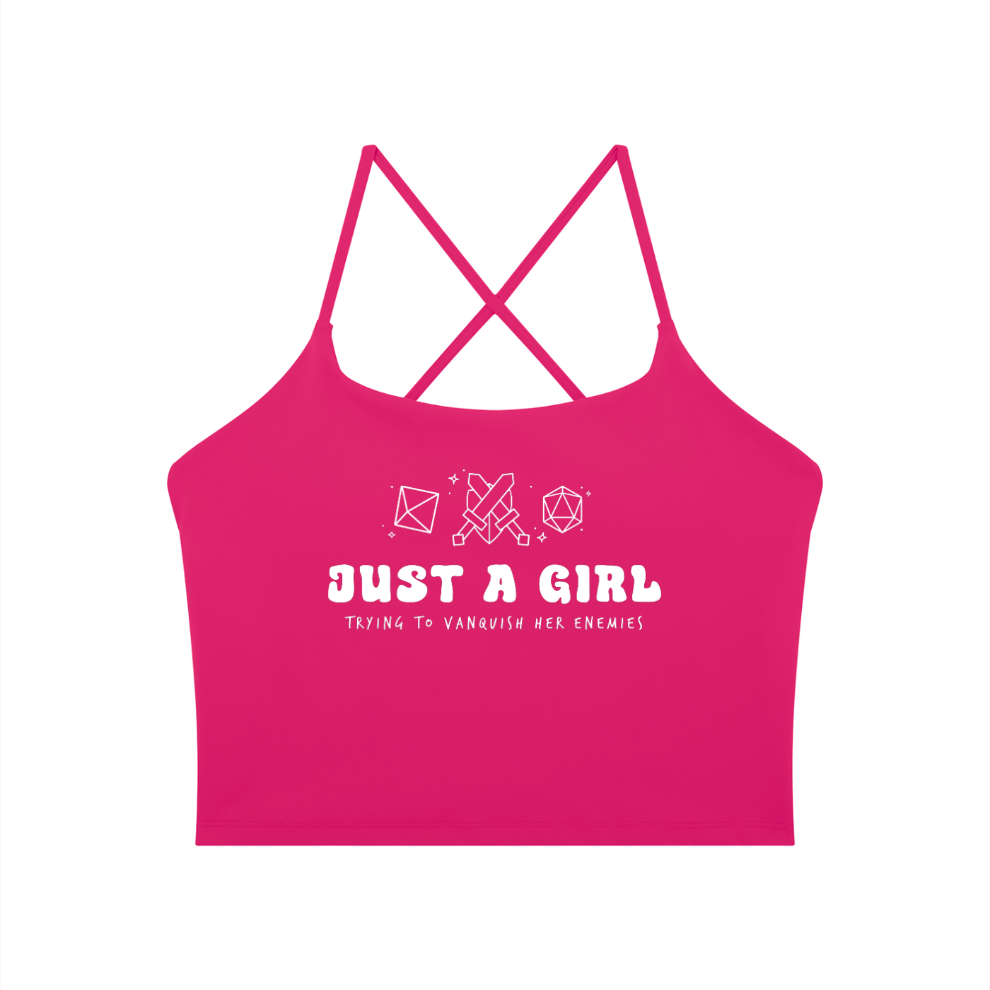 Just a Girl Trying to Vanquish Her Enemies Yoga Tank Top | Fantasy Tabletop RPG Activewear | Gamer Girl Crop Tank