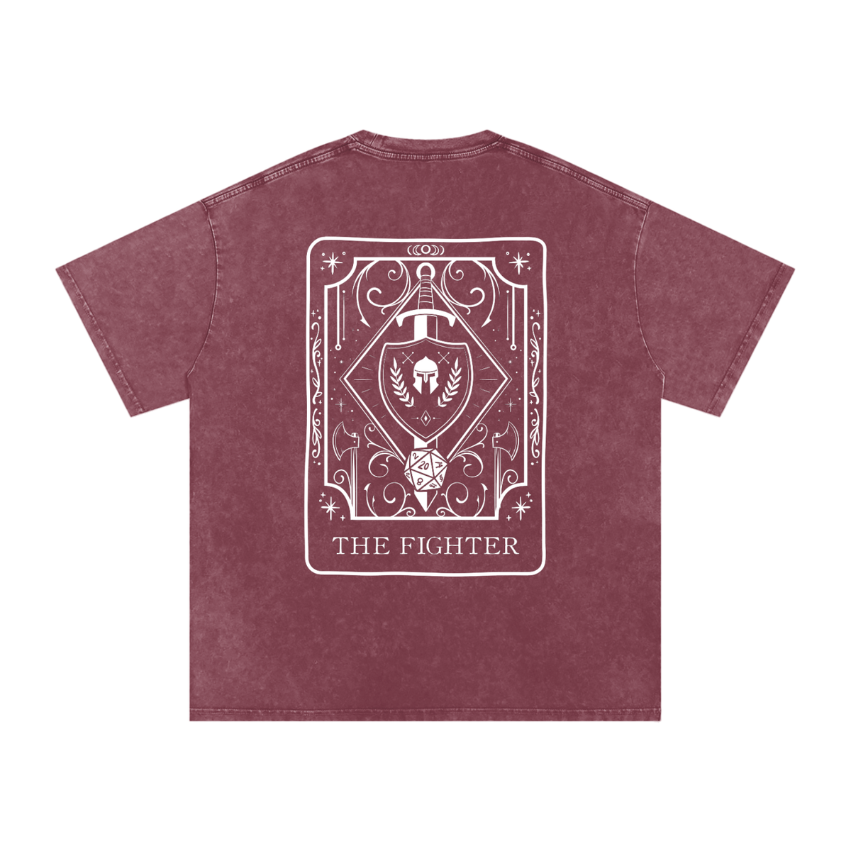 Fighter Tarot Card Snow Wash Cotton Shirt | TTRPG Character Class Tee
