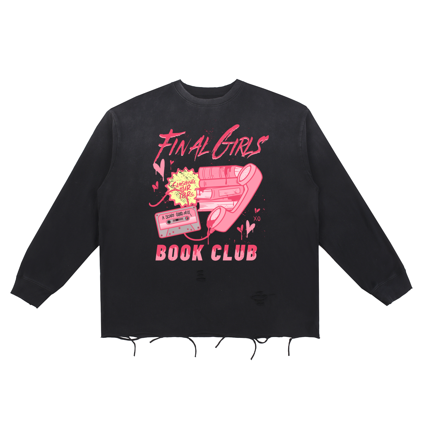 Final Girls Book Club Snow Wash Raw Edge Cotton T-Shirt