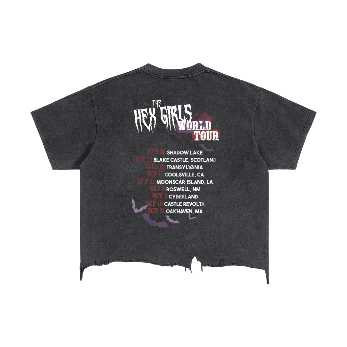 Witchy Girl Band Vintage Wash Boxy Distressed Hem T-Shirt