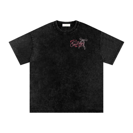 Cowboy Like Me Front & Back Oversized Tee | Western Romance Shirt | Pink Cowboy Boots Graphic T-Shirt