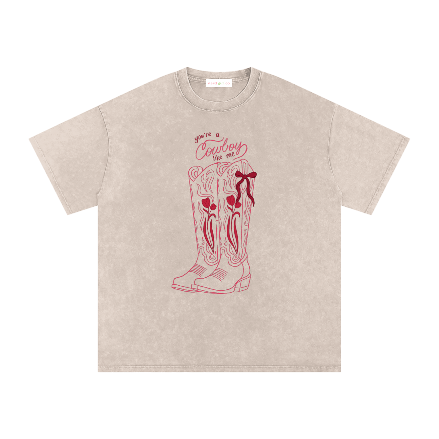 You’re a Cowboy Like Me Oversized Mineral Wash Tee | Cowboy Romance Reader Shirt | Western Boots Graphic T-Shirt