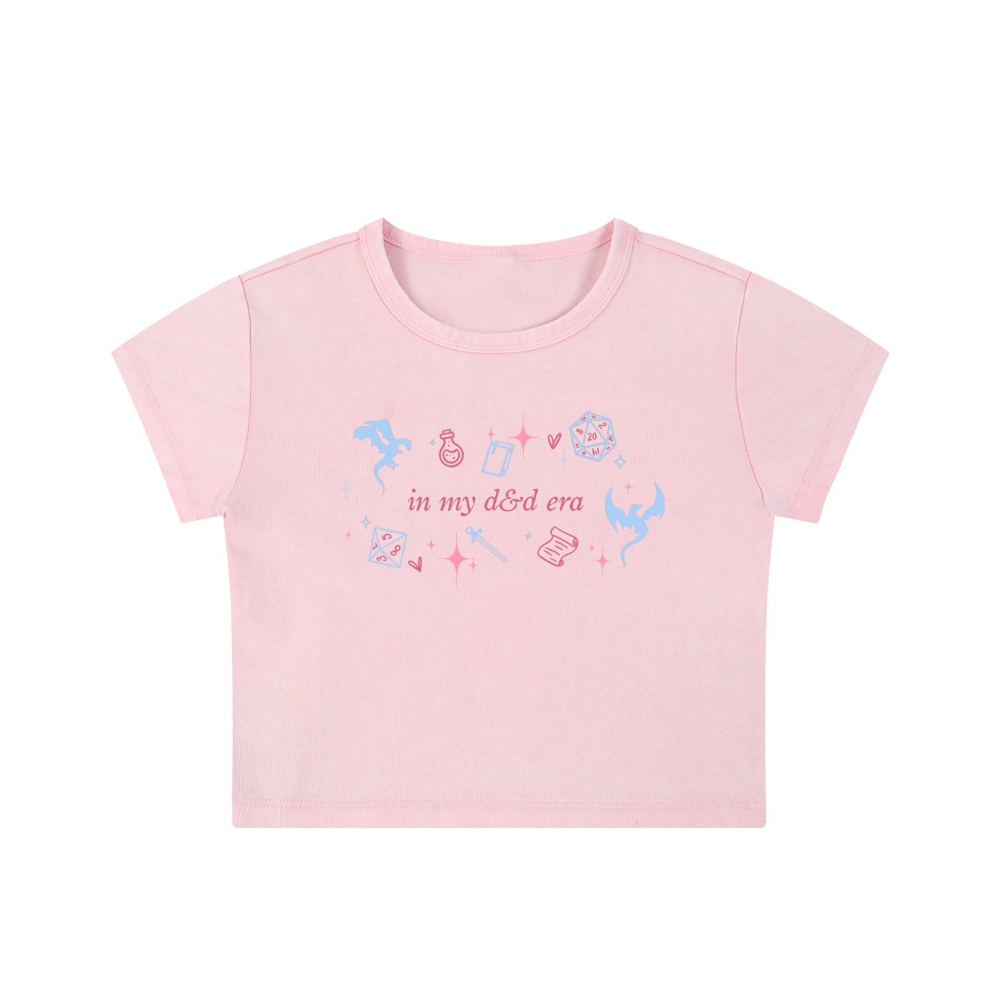 In My Fantasy RPG Era Women’s Snow Washed Cropped Baby Tee | Cute Tabletop Gamer Shirt | Fantasy Crop Top