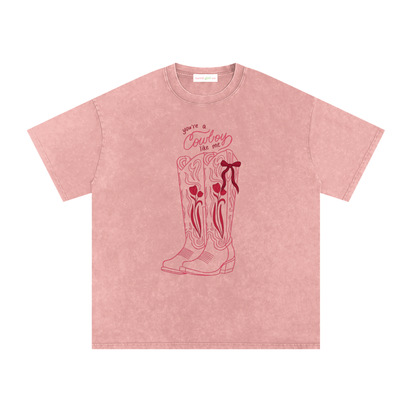 You’re a Cowboy Like Me Oversized Mineral Wash Tee | Cowboy Romance Reader Shirt | Western Boots Graphic T-Shirt