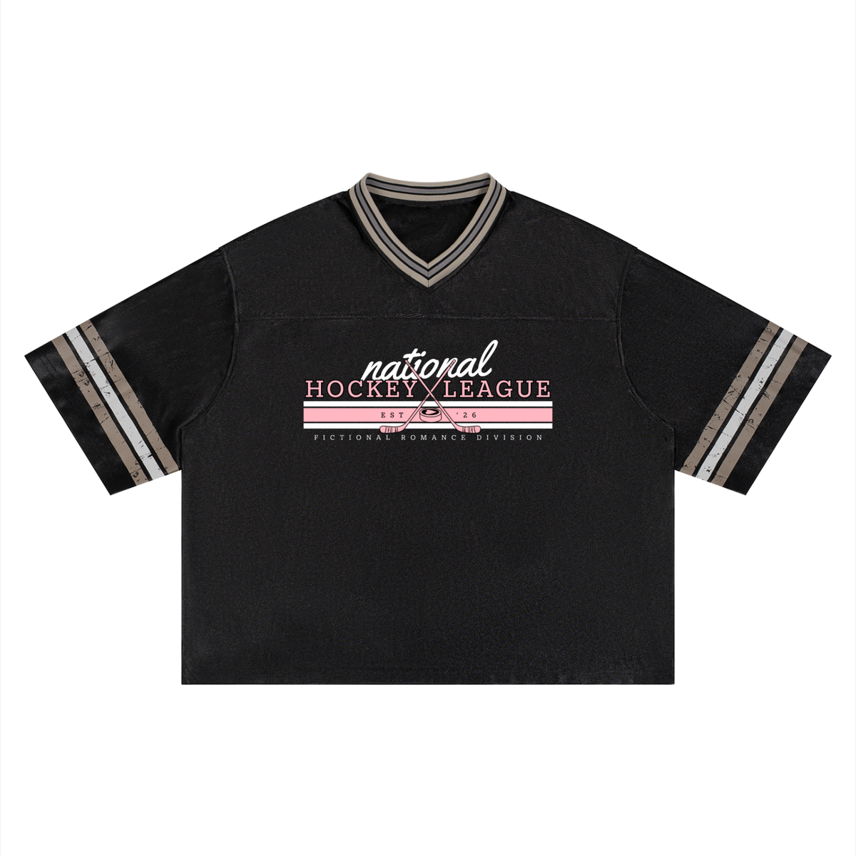Hockey Romance Reader Boxy Striped Jersey | Fictional Hockey Player Book Boyfriend