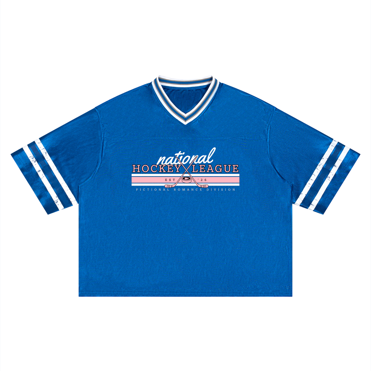 Hockey Romance Reader Boxy Striped Jersey | Fictional Hockey Player Book Boyfriend
